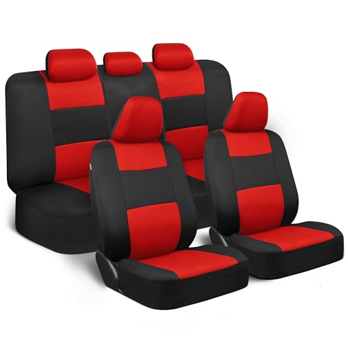 PolyPro Car Seat Covers Full Set in Red on Black (Red)