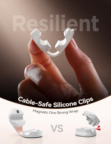 8 Pack Silicone Cord Organizer Magnetic Cable Clips (White)