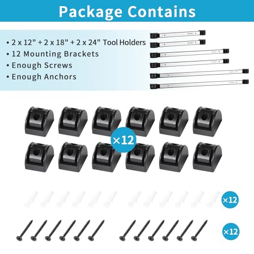 12" 18" 24" Magnetic Tool Holder Strip (Silver 6PC / 12" 18" 24")