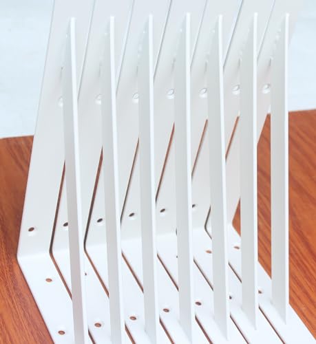 16 Pack L10 x H 8" White Heavy Duty Shelf Brackets with Screws Metal Shelf Brackets Shelf Support Angle Brackets for Shelves L Brackets Heavy Duty Floating Shelf (16 Pack-White / 10''x8'')