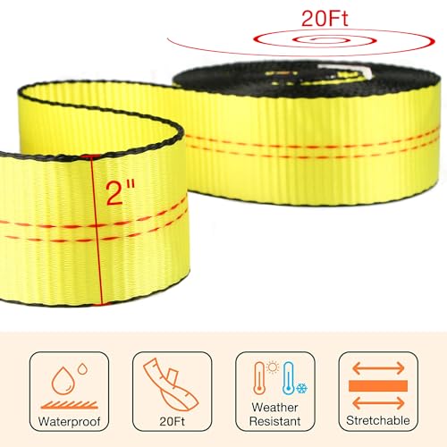 2" x 20 ft Tow Strap Heavy Duty 2 Pack (2in x 20ft-20,000lbs)
