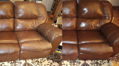 Leather Recoloring Balm Medium Brown Dye Vinyl Car Interior Boat Seat Paint Crafts Furniture Couch Recliner Chair Boot Jacket Shoe Bag Purse Belt Color Restorer Fading Stain Scratch Remover Repair (Medium Brown)