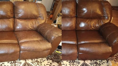Leather Recoloring Balm Medium Brown Dye Vinyl Car Interior Boat Seat Paint Crafts Furniture Couch Recliner Chair Boot Jacket Shoe Bag Purse Belt Color Restorer Fading Stain Scratch Remover Repair (Medium Brown)