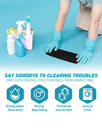 Microfiber Cleaning Cloth (24-Pack (13"x13"） / Black)