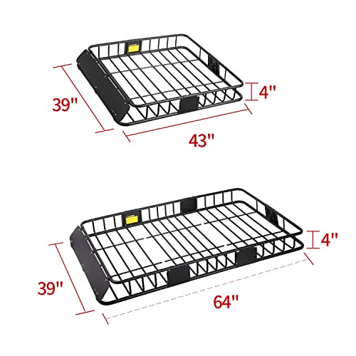 Roof Rack Cargo Basket 64"x39"x4" for SUV Truck Van Car (0-roof rack)