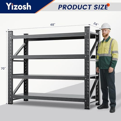 48" W Metal Garage Storage Shelves (48"Wx24"Dx69"H)