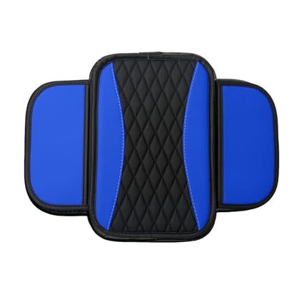 Leather Car Center Console Cover with Side Pockets (Blue)