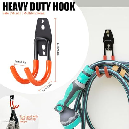 Heavy Duty Garage Storage Hooks 2 Pack Garage Tool Organizer Wall Mount (One Size)