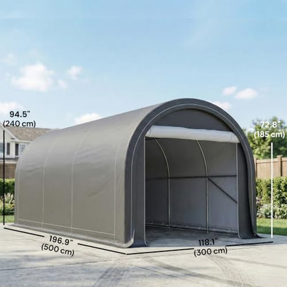 10' x 16' Carport Heavy Duty Portable Garage Storage Tent Gray (Gray)