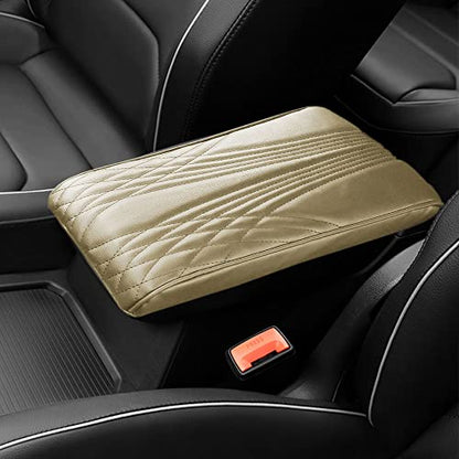 2025 Upgrade Universal Style Memory Cotton Car Armrest Box Pad (Angle Pattern / Beige)