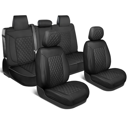 Curated Onyx Napa Leather Seat Covers for Cars & SUVs (Black (Onyx) – Set / Full Set)
