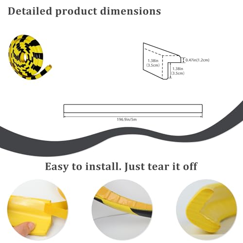 Wall Edge Corner Guards 196.9in (L-shaped（rough-grip Tape） / 196.9 IN (5 M))