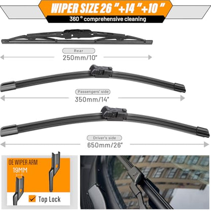 Windshield Wiper Blade Replacement for Chevy Trax Buick Encore (26"+14"+10")