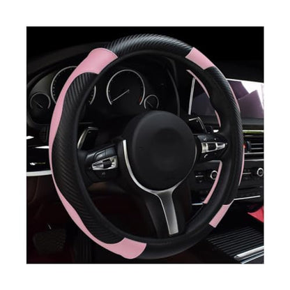 Car Steering Wheel Cover (Black+Pink)