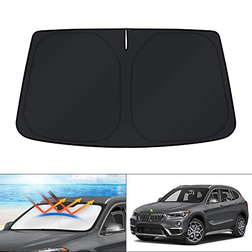 Windshield Sun Shade for 2016 2017 2018 2019 2020 2021 2022 BMW X1 F48 Accessories Custom Fit Sunshade Foldable Window Sun Visor Protector Blocks UV Rays Keep Your Car Cooler (For | BMW X1 2016-2022)