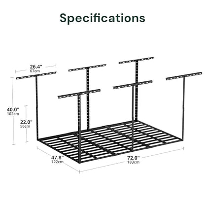 4x6 Garage Storage Overhead Rack Organization (Black / 4*6 FT - 2 Pcs)