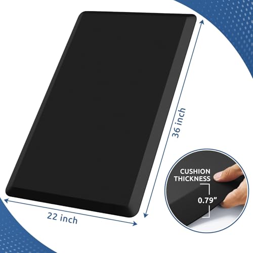 0.8" Thick Kitchen Mat Cushioned Anti Fatigue Rug Comfort Floor Mats (Black / 36"L x 22"W x 0.8"Th)
