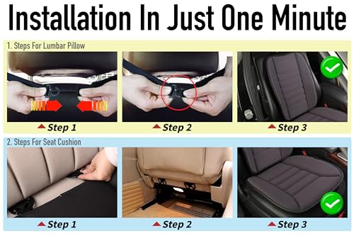 Car Seat Cushion with Back Support Pillow (Dark Grey)