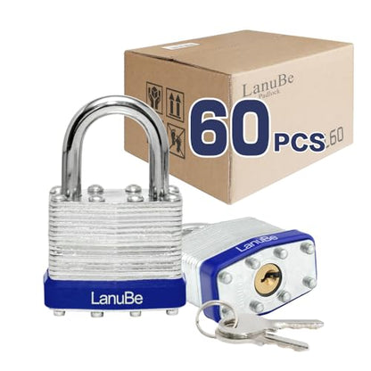Laminated Keyed Alike Padlock 60 Pack 1.6 (60 Pack Blue)