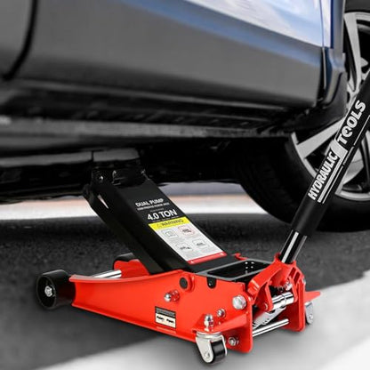 4 Ton Low Profile Floor Jack (Red - 4 Ton(Dual Pump), Lift 4"-21")