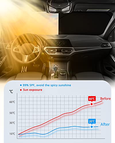 Windshield Sun Shade Compatible with GMC Sierra 1500 2500 3500 2019 2020 2021 2022 2023 (for GMC Sierra 2019-2024 - 5 Layer)
