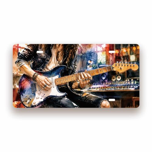 GUITAR STUDIO SPACE Metal Tin Sign License Plate Bar Cafe Garage Cave Home Room Wall Bathroom Farmhouse Garden Porch Patio Decor (GUITAR STUDIO LICENSE PLATE)