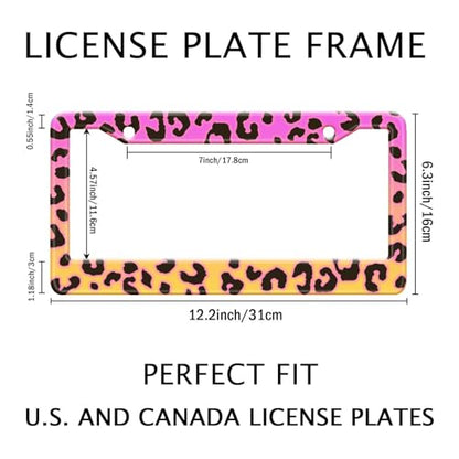 Leopard Print License Plate Frame Pink Cheetah License Plate Frames Holder (Leopard Print Pink)
