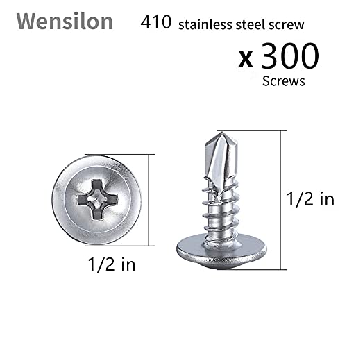300pcs）#8×1 2”for Sheet Metal Self (#8X1/2" / Silver)