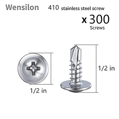 300pcs）#8×1 2”for Sheet Metal Self (#8X1/2" / Silver)