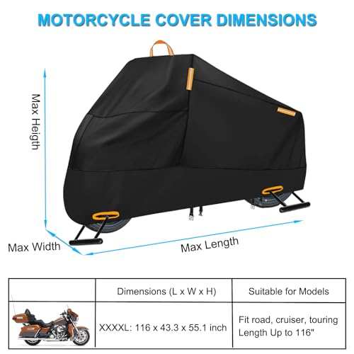 Motorcycle Cover for Electra Glide Road Street Glide Ultra Limited (XXXXL (Fits up to 116"))