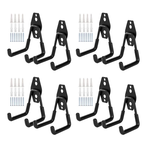 8 Pack Garage Hooks Heavy Duty (8 Pack/Black)