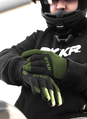 All Weather Motorcycle Gloves for Men & Women (Military Green / Medium)