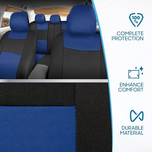 PolyPro Car Seat Covers Full Set in Blue on Black (Blue)