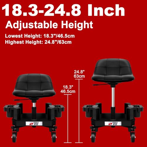 Rolling Stool with Wheels (Black)