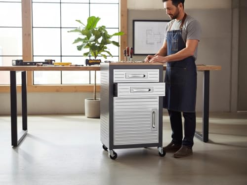 Heavy Duty Rolling Storage Cabinet with Wheels and Drawers (1 Door, 2 Drawer (20" W x 18" D x 34.7" H) / Graphite)