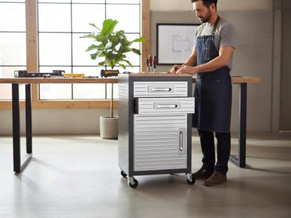 Heavy Duty Rolling Storage Cabinet with Wheels and Drawers (1 Door, 2 Drawer (20" W x 18" D x 34.7" H) / Graphite)