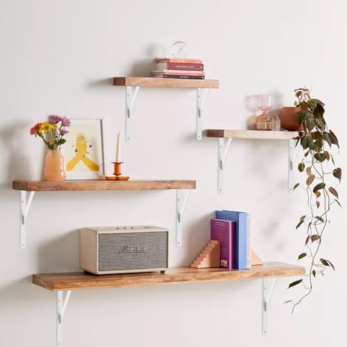 12 Pack L11 x H 8" White Heavy Duty Shelf Brackets with Screws Metal Shelf Brackets Shelf Support Angle Brackets for Shelves L Brackets Heavy Duty Floating Shelf (12 Pack-White / 11''x8'')