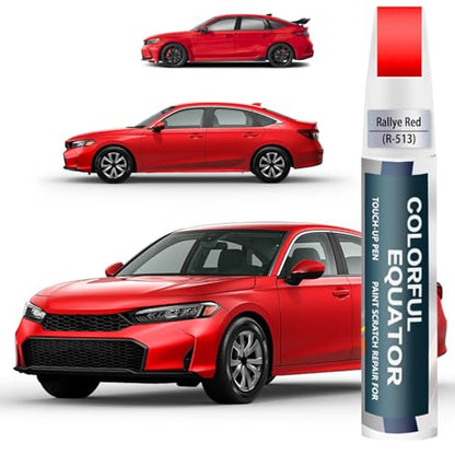 Rallye Red(R-513) Touch Up Paint Compatible with Honda, Car Paint Pen Scratch Repair Two-In-One Touch Up Paint, Premium Car Scratch Remover for Deep Scratches