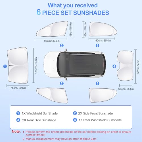 6pcs Car Window Shades for Toyota Camry 2018 (for Toyota Camry 2018-2024)