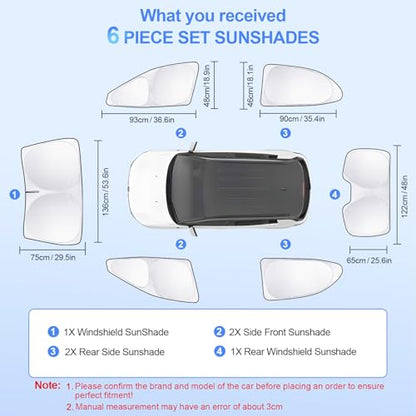 6pcs Car Window Shades for Toyota Camry 2018 (for Toyota Camry 2018-2024)
