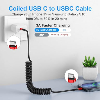 USB C Cable 3ft 2Pack USB C to USB C Charger Cable for Car (3FT / Red)