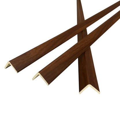 Wall Corner Protector 6PCS 45" Corner Molding Trim Walnut Wood Grain Corner Trim Decorative Strips for Door and Window Frames Mirror Edges Ceramic Tiles (Walnut)