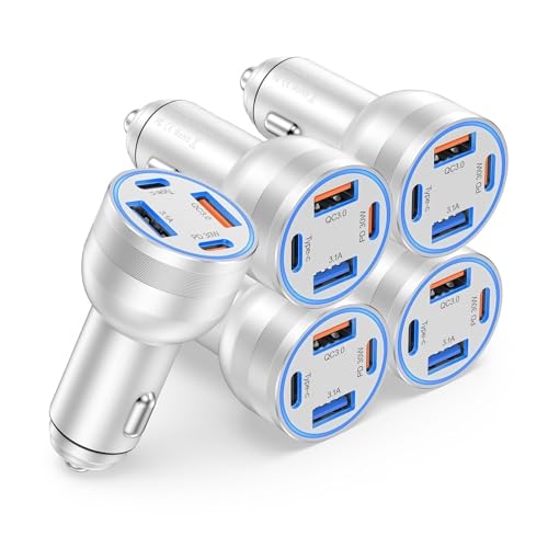 USB C Car Charger (5 Pack / Silver)