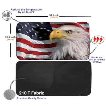 Windshield Sun Shade for Car Front Window Cover Sunshades Visor Automotive Sun Shield for Compact Sedan (US Flag / Standard)