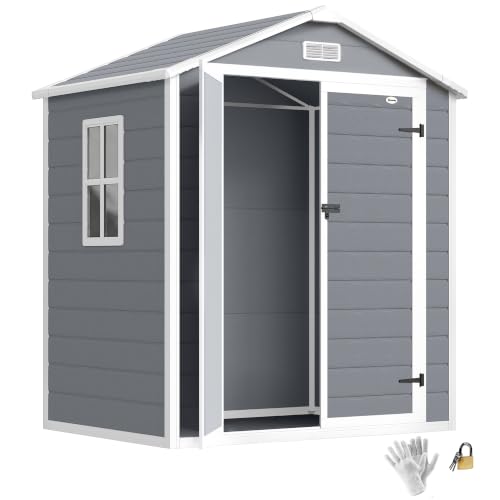 6' x 4.5' Outdoor Storage Shed Waterproof Resin with Floor Gray (6' x 4.5')