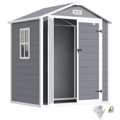 6' x 4.5' Outdoor Storage Shed Waterproof Resin with Floor Gray (6' x 4.5')