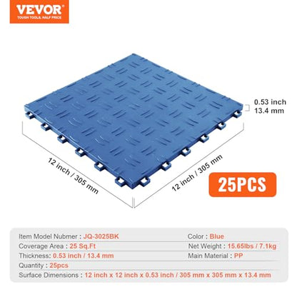 Garage Floor Tiles 12 x 12 x 0.53 inch (25 Pack Tile / Blue)