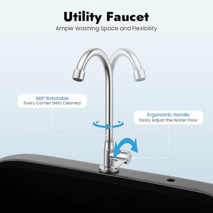 Free Standing Utility Sink with Washboard Laundry Tub Sink for Outdoor (C / Black-23.62*15.75*30.12in)