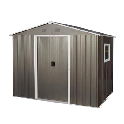 6x8 FT Outdoor Storage Shed (6x8 FT/Window / Gray)