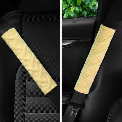 2 Pack Universal Car Shoulder Strap Pads Cover for A More Comfortable Driving (Yellow)